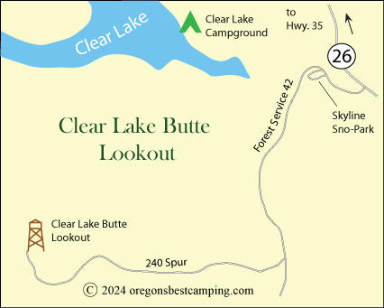 Clear Lake Butte Cabin map, Mt. Hood National Forest, Oregon